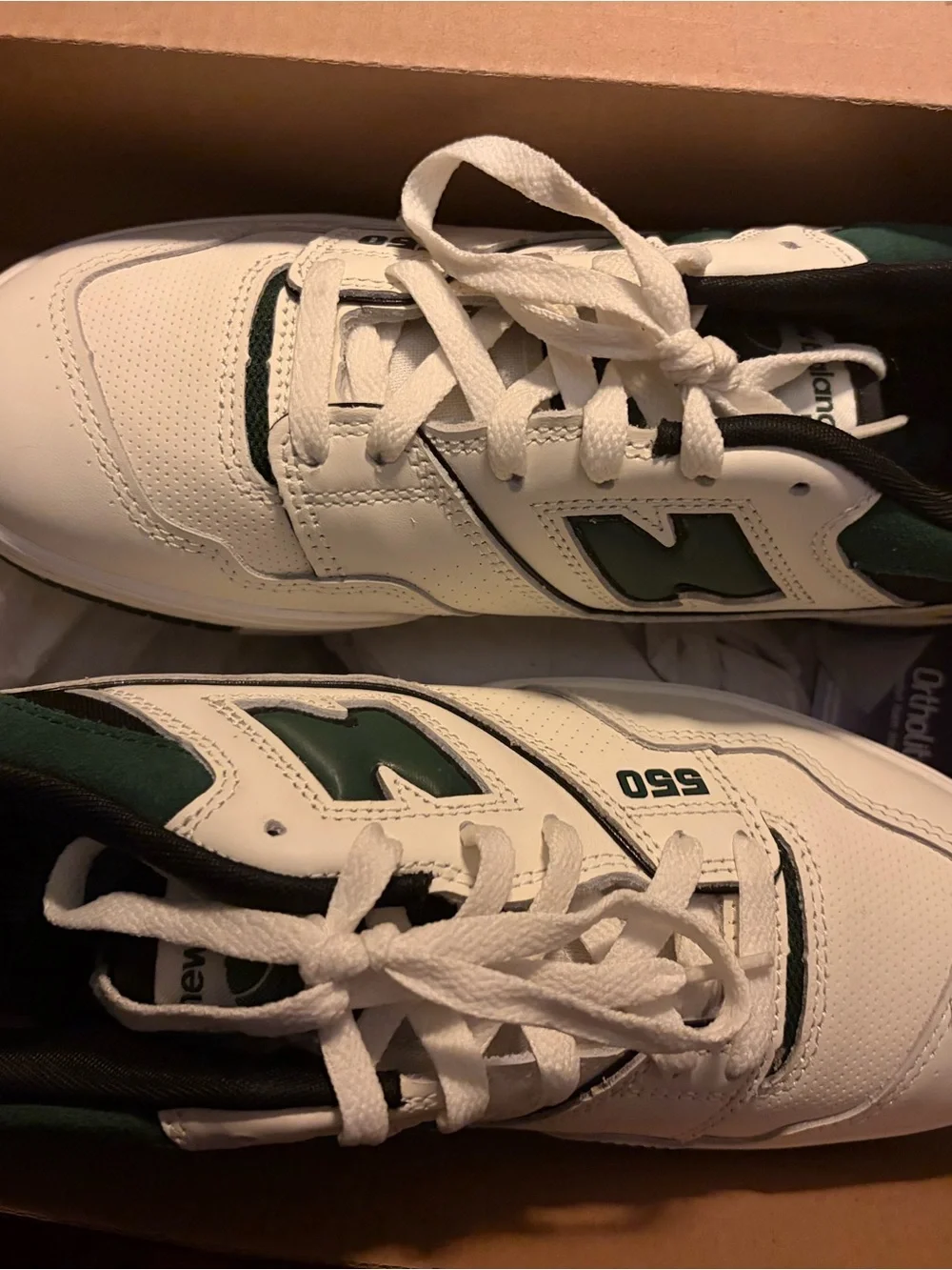 New Balance 550 White and Dark Green Women's Sneakers